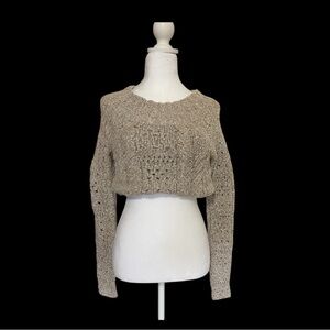 Free People Cream Knit Cropped Sweater XS